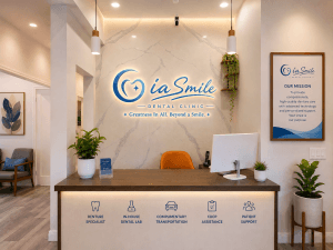 GIA SMILE Dental Clinic reception with denture specialist and in-house dental lab services